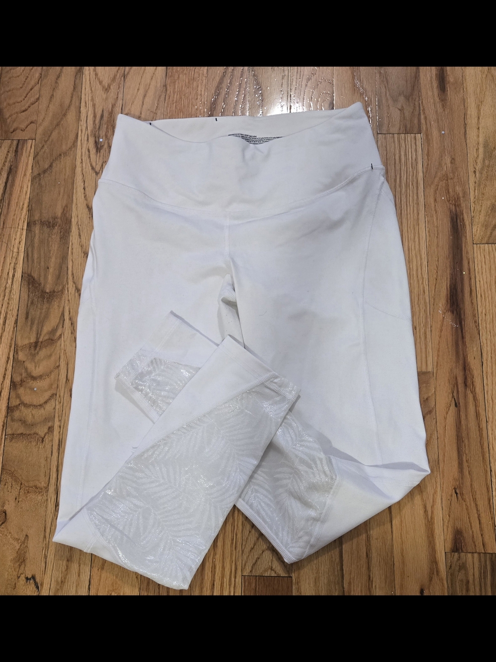 Victoria's Secret White High-Waist Leggings with Sheer Leaf Panel